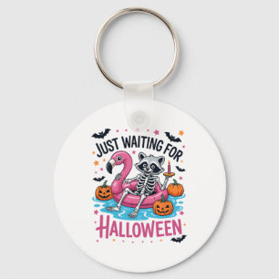 Just Waiting For Halloween Racoon Key Ring