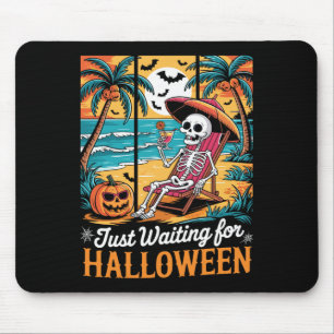 Just Waiting For Halloween Shirt Spooky Ghost Men Mouse Pad