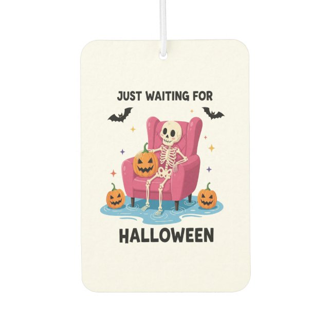 Just Waiting for Halloween Skeleton Car Air Freshener (Front)