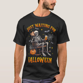 Just Waiting For Halloween Skeleton Costume Party T-Shirt