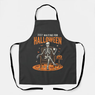 Just Waiting For Halloween Skeleton Design_1 Apron