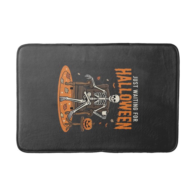 Just Waiting For Halloween Skeleton Design_1 Bath Mat (Front)