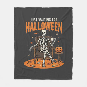 Just Waiting For Halloween Skeleton Design_1 Fleece Blanket