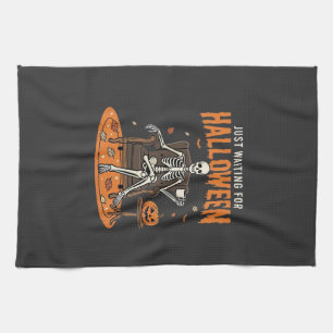 Just Waiting For Halloween Skeleton Design_1 Tea Towel