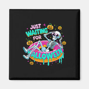 Just Waiting For Halloween Skeleton Doughnut Summe Magnet