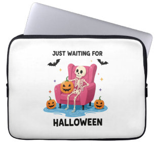 Just Waiting for Halloween Skeleton Laptop Sleeve