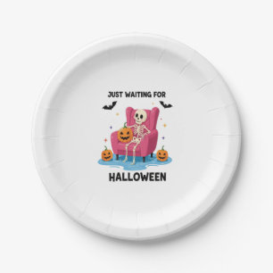 Just Waiting for Halloween Skeleton Paper Plate