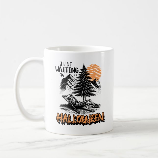 Just Waiting For Halloween Skeleton Relax Summer Coffee Mug (Left)