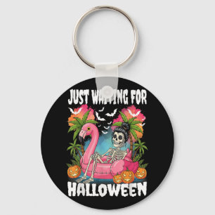 Just Waiting For Halloween Skeleton Spooky Summer Key Ring