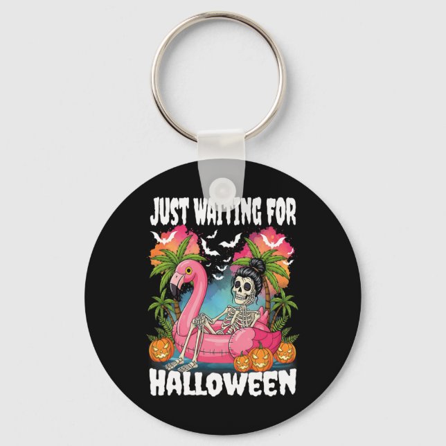 Just Waiting For Halloween Skeleton Spooky Summer  Key Ring (Front)
