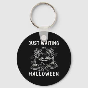 Just Waiting For Halloween Skeleton Spooky Vibe Fu Key Ring