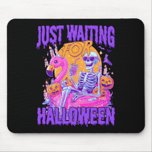 Just Waiting For Halloween Spooky Skeleton Summer Mouse Pad