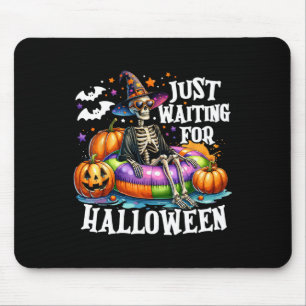 Just Waiting For Halloween Spooky Skeleton Summer Mouse Pad