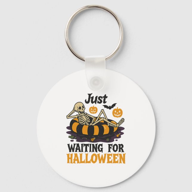 Just Waiting For Halloween Spooky Summer Skeleton  Key Ring (Front)
