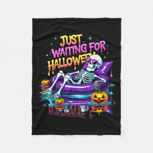 Just Waiting For Halloween Spooky Summer Vibes Sum Fleece Blanket