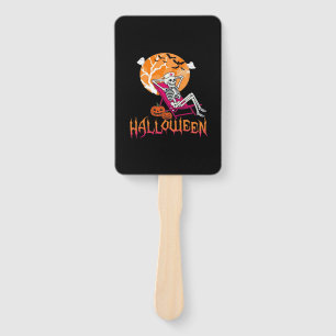 Just Waiting For Halloween Summer Nurse Skeleton P Hand Fan