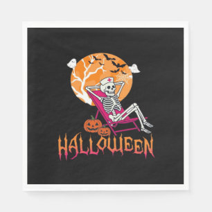 Just Waiting For Halloween Summer Nurse Skeleton P Napkin