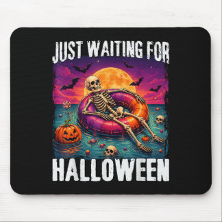 Just Waiting for Halloween Summer Skeleton Men Wom Mouse Pad