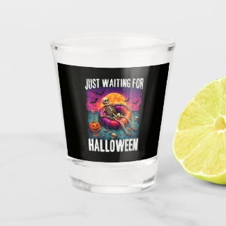 Just Waiting for Halloween Summer Skeleton Men Wom Shot Glass