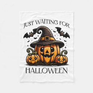 Just Waiting For Halloween Summer Spooky Pumpkin Fleece Blanket
