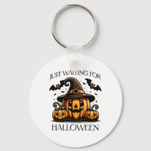 Just Waiting For Halloween Summer Spooky Pumpkin Key Ring