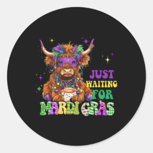 Just Waiting For Mardi Gras Cow Bead Mardi Gras  Classic Round Sticker