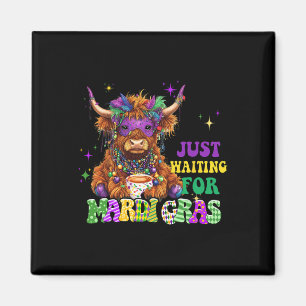 Just Waiting For Mardi Gras Cow Bead Mardi Gras Magnet