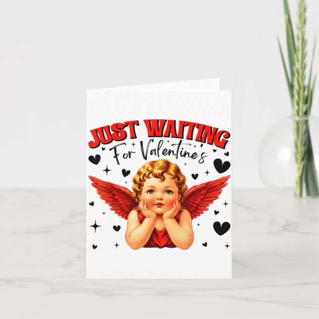 Just Waiting For Valentines Day Baby Cud Cute Vale Card (Front)