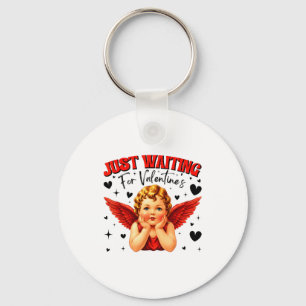 Just Waiting For Valentines Day Baby Cud Cute Vale Key Ring