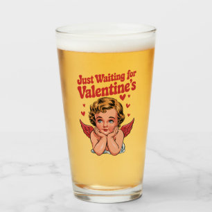 Just Waiting For Valentine's Retro Baby Cupid Love Glass