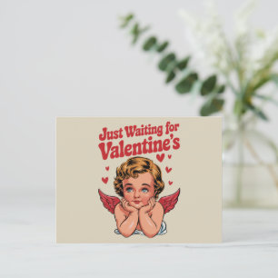 Just Waiting For Valentine's Retro Baby Cupid Love Postcard