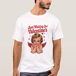 Just Waiting For Valentine's Retro Baby Cupid Love T-Shirt