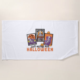 Just Waiting Halloween Fall Vibes Beach Towel
