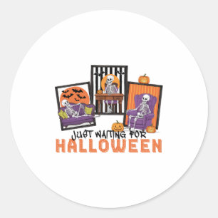 Just Waiting Halloween Fall Vibes Classic Round Sticker