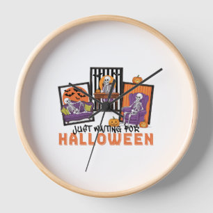 Just Waiting Halloween Fall Vibes Clock