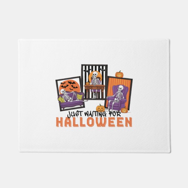 Just Waiting Halloween Fall Vibes Doormat (Front)