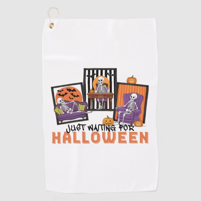 Just Waiting Halloween Fall Vibes Golf Towel (Front)