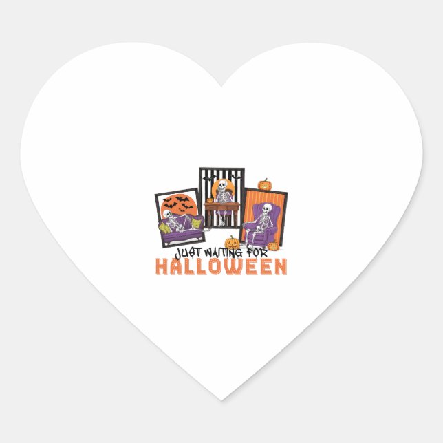 Just Waiting Halloween Fall Vibes Heart Sticker (Front)