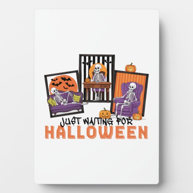 Just Waiting Halloween Fall Vibes Plaque (Front)