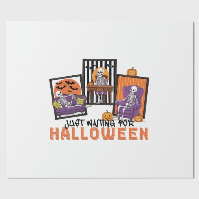 Just Waiting Halloween Fall Vibes Wrapping Paper (Flat)
