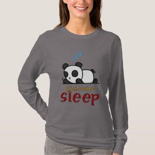 "Just Wanna Sleep" Super Cute Panda Word Art T-Shirt