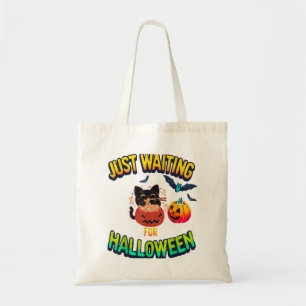 just wating for Halloween Black Cat Van Gogh Starr Tote Bag