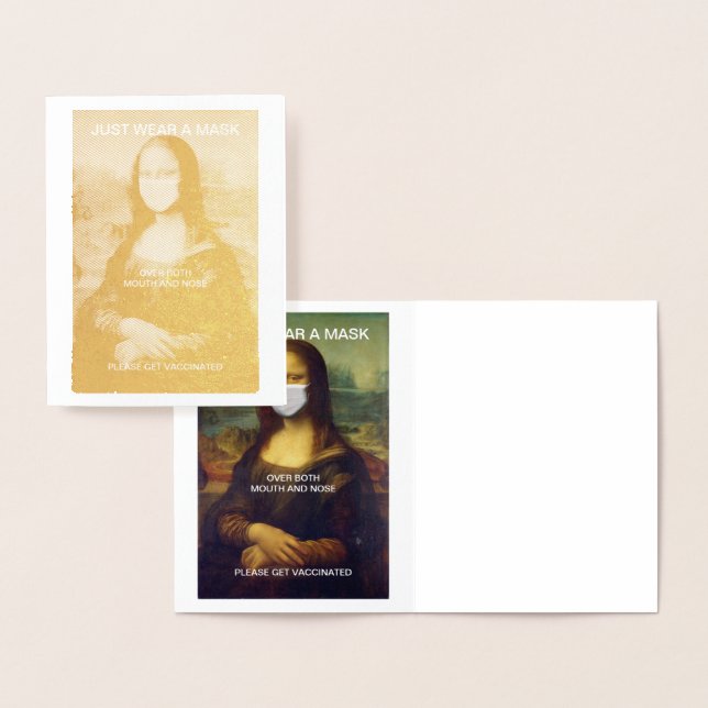 JUST WEAR A MASK MONA LISA  Gold  Foil Card (Display)