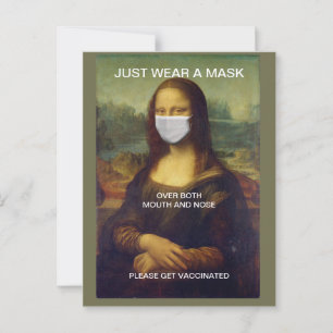 JUST WEAR A MASK MONA LISA  POSTCARD