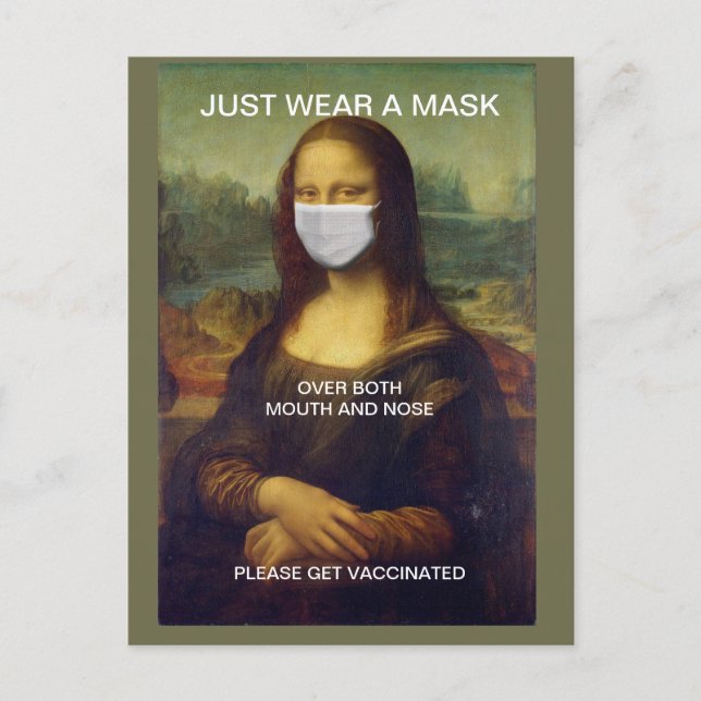 JUST WEAR A MASK MONA LISA  POSTCARD (Front)