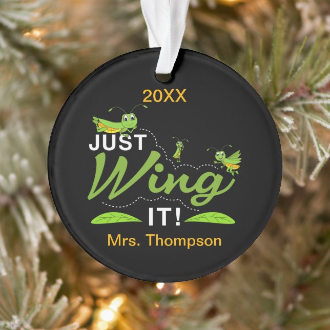 Just Wing it - Grasshopper Keep Trying Quote Ornament (Tree)