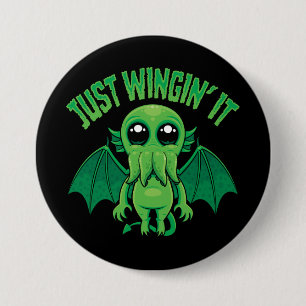 Just Wingin' It Cute Kawaii Cthulhu 7.5 Cm Round Badge