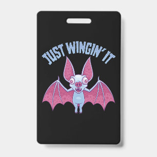 Just Wingin' It Derpy Albino Bat ID Badge