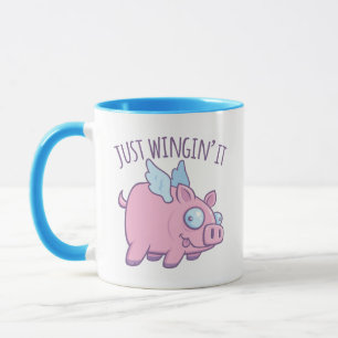 Just Wingin’ It Derpy Flying Pig Mug