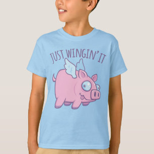 Just Wingin’ It Derpy Flying Pig T-Shirt